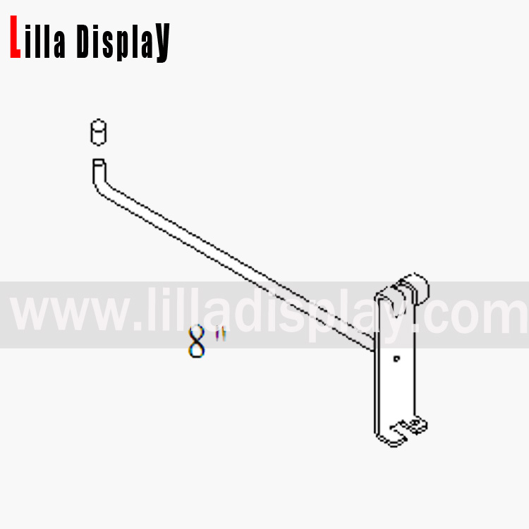 Gridwall Single Prong Hook 200mm Chrome