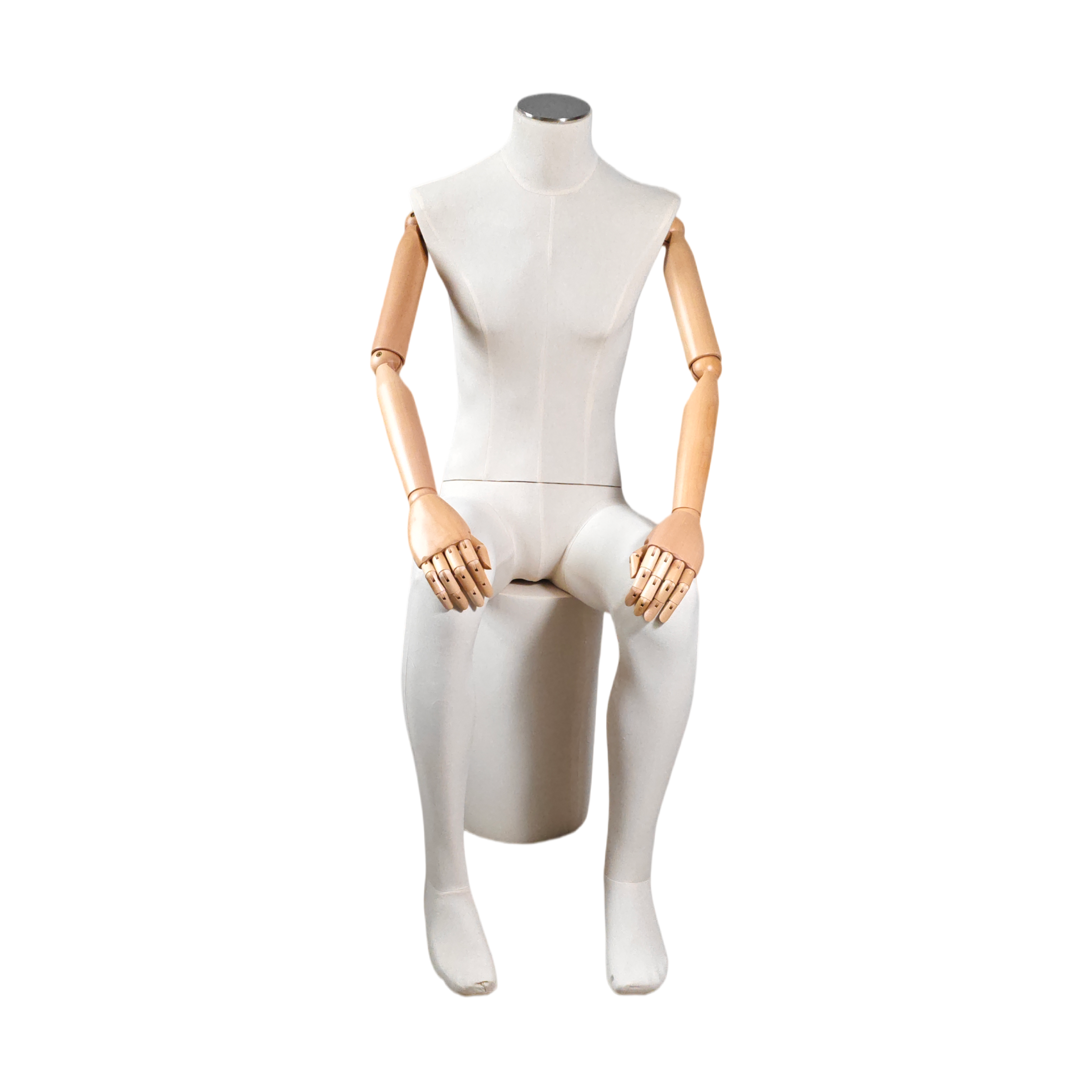 Silver Metal Neck Sitting Male Mannequin Dress Form