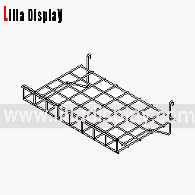 gridwall flat shelf with lip 600 x 380mm chrome