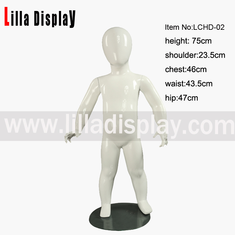 Egghead Glossy White Boy Child Mannequin - Hands on Hips