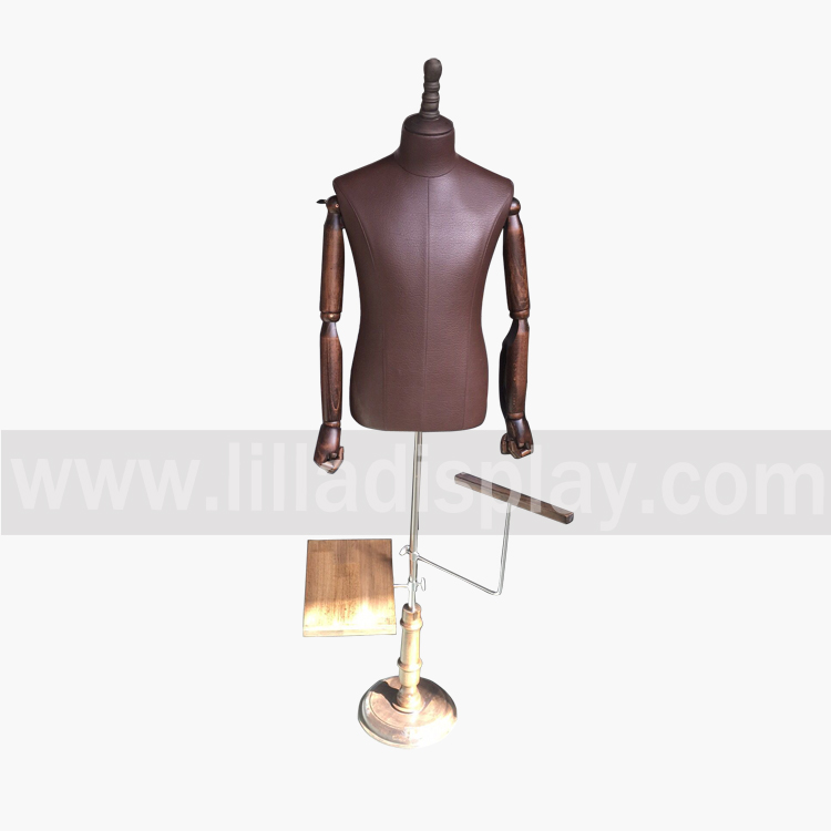 Lilladisplay adjustable brown Pu male dress bust form DM03