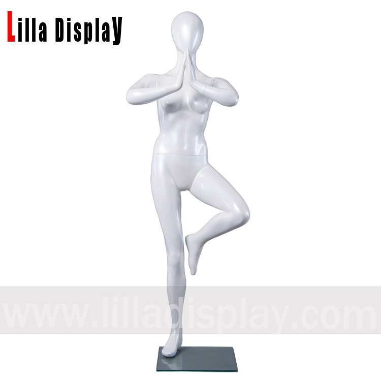 lilladisplay egghead træ udgør kvindelig yoga mannequin hvid blank farve YG-16