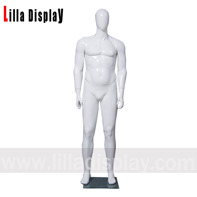 Lilladisplay egghead white glossy European style male plus size mannequin straight pose MW-1