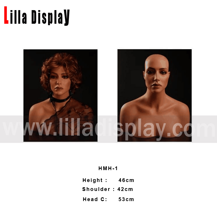 liladisplay raunhæf lifandi makeup kvenkyns mannequin höfuð með öxl brjóstmynd HMH-1