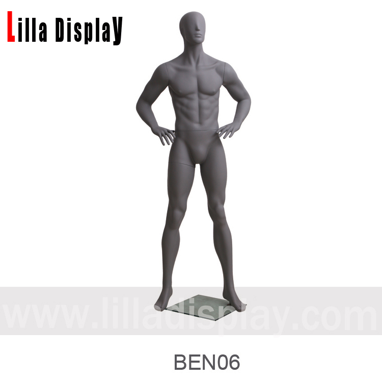 dökkgrár karlkyns abstrakt mannequin handleggir beygja hendur á mitti BEN 06