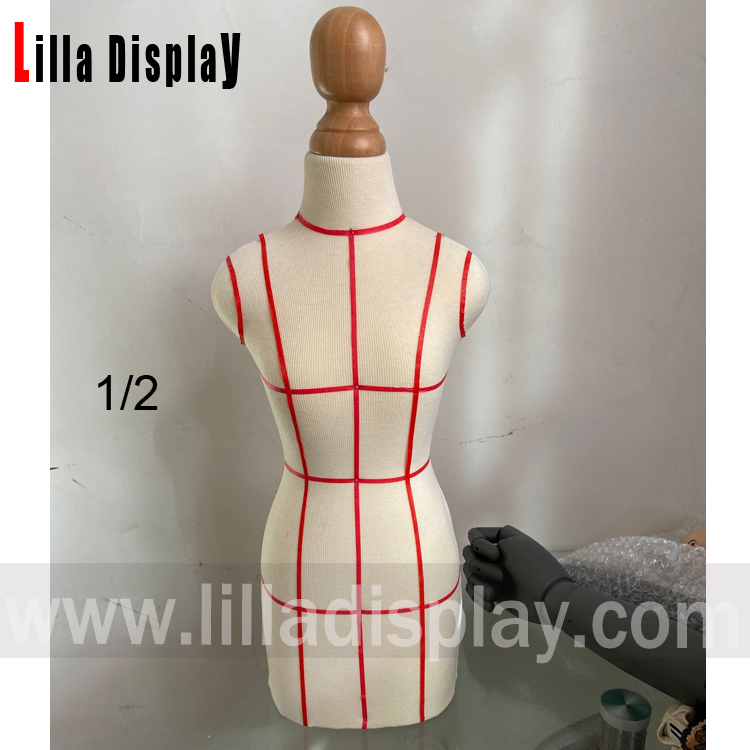 Lilladisplay dikiş yarım ölçeği 1/2 mini boy bitmiş yatak ipliği kadın manken elbise formu MNC03