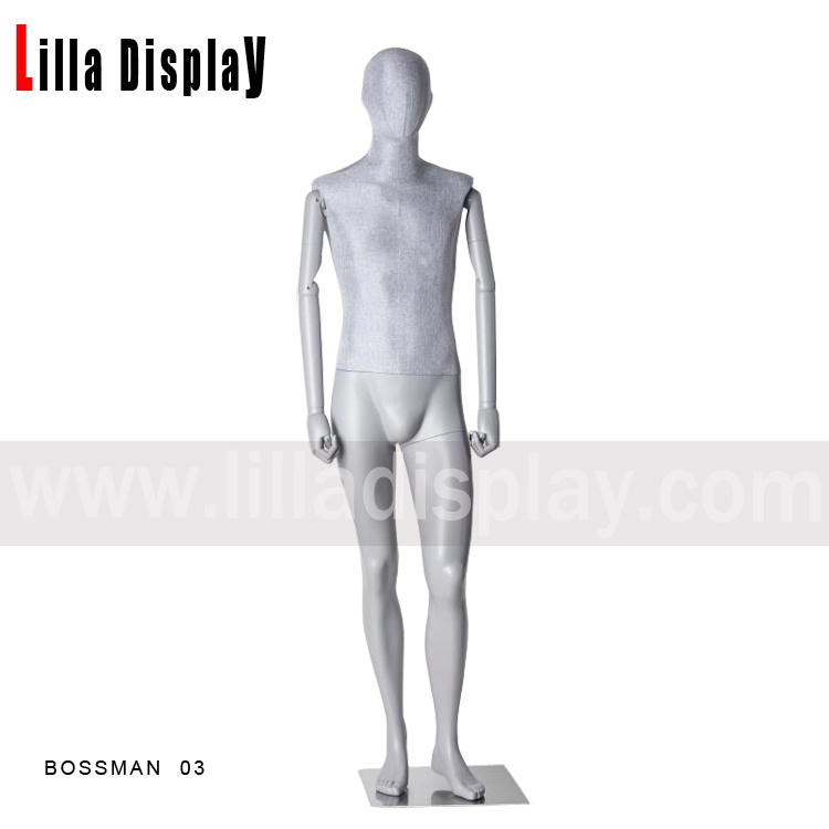 Hugo boss gluggakjóll myndar karlkyns mannequin með sveigjanlegum gráum lit viðararmum Bossman03