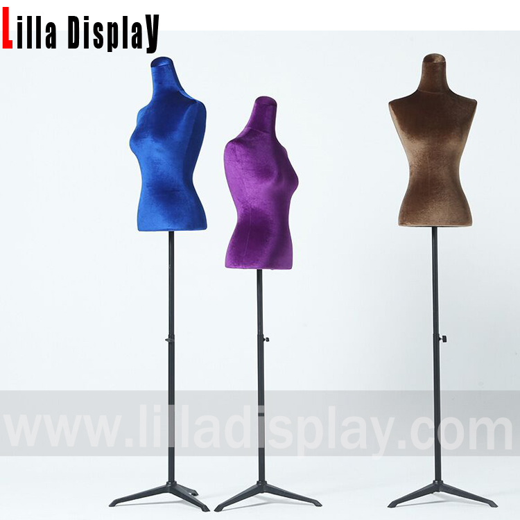 lilladisplay stillanleg svart þrífót grunn suede kápa lituð brúðarkjólar brjóstmynd HDF-02