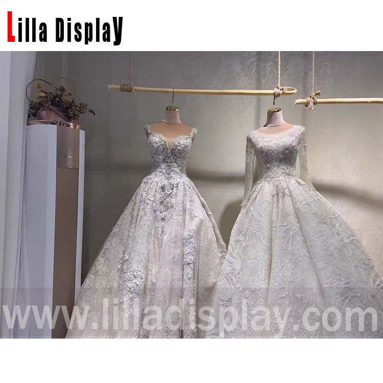 lilladisplay suede kápa brúðarkjólar silfur toppur hangandi kjóll mynd HDF-01