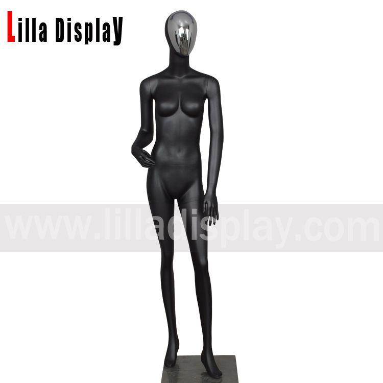 silver face black full body female mannequin HT-3