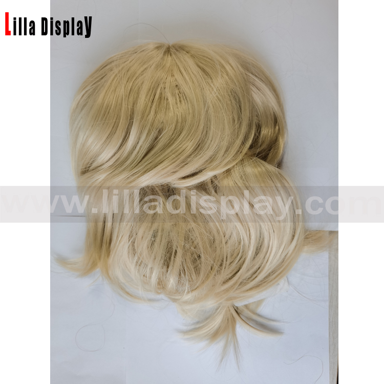 1.lilladisplay synthetic curly blond bob hair style with bangs shoulder length for makeup realistic mannequins use LG-230