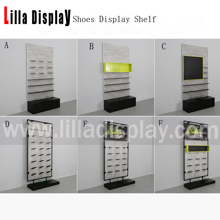 Lilladisplay 2020 neues Design Wandschuhe Display Regal shoeshelf01