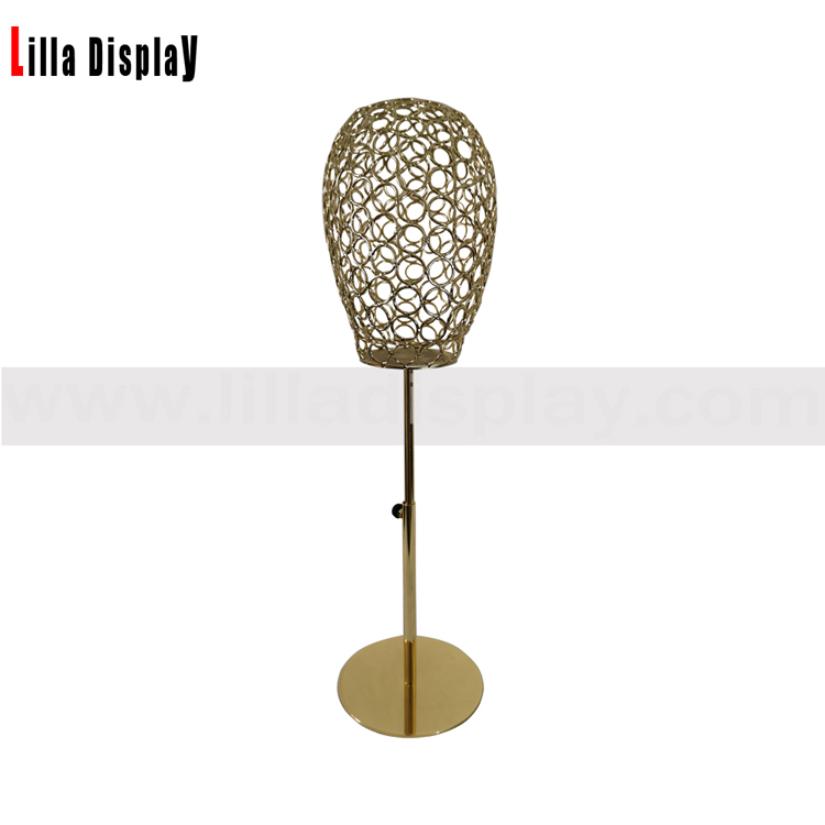 Lilladisplay height adjustable gold color wire mannequin head L02
