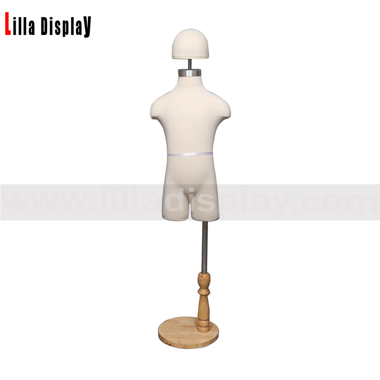 Lilladisplay wooden base child mannequin dress form with chrome round head SC 03