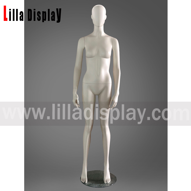 lilladisplay kremfarge rette ben ansiktsløs kvinnelig mannequin Jax01