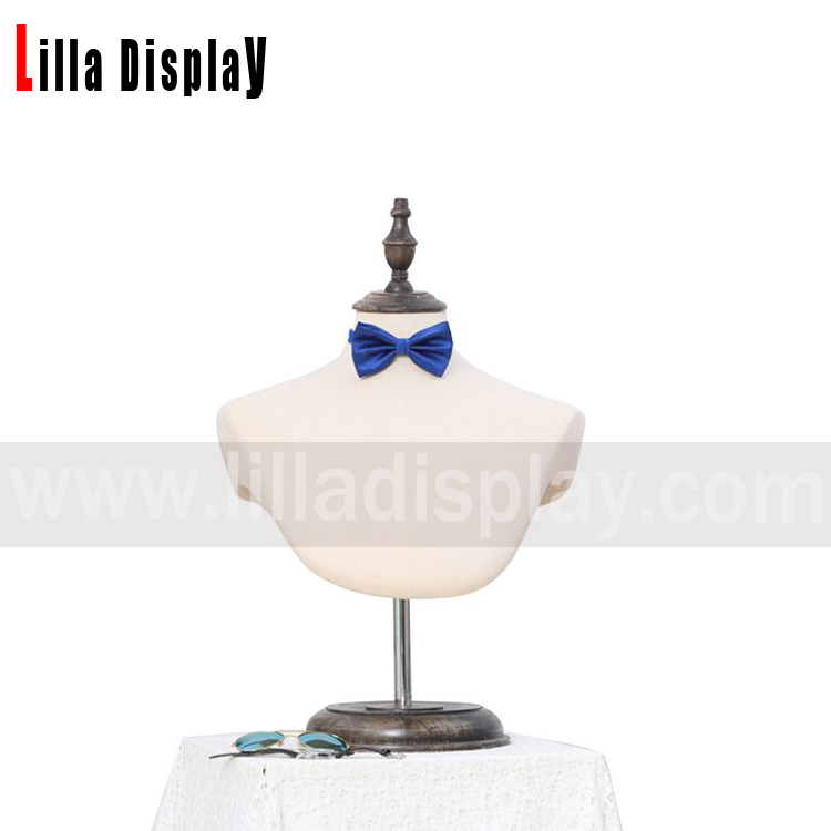 Lilladisplay dark color wooden round base man necktie and bow-tie display stand NE04