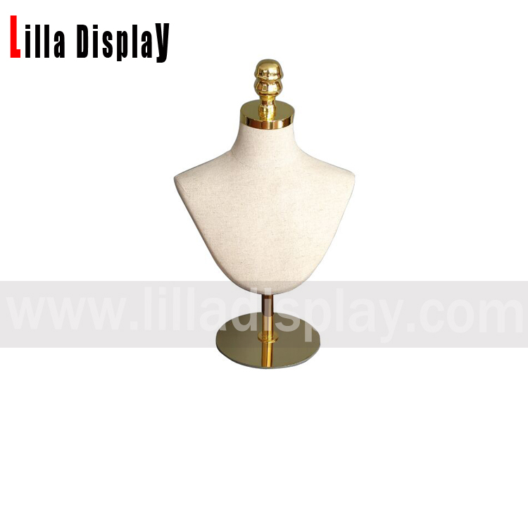 Lilladisplay soporte de exhibición de joyería con forma de busto de maniquí femenino con base de oro redondo NE01