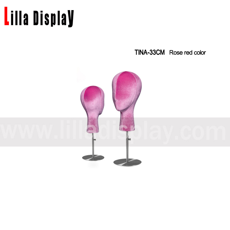 Lilladisplay tête de mannequin de luxe en velours coloré