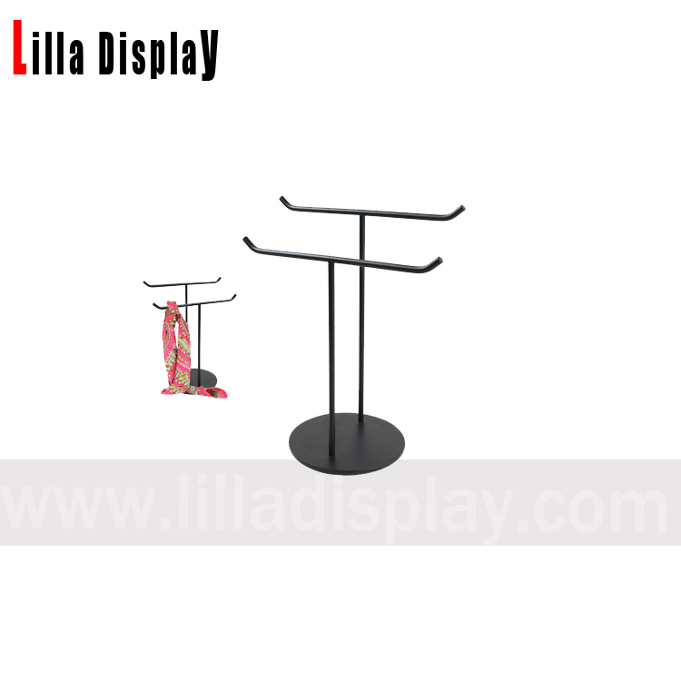 lilladisplay swarte kleur dûbele balken fêste hichte sjaal display stand SDD03