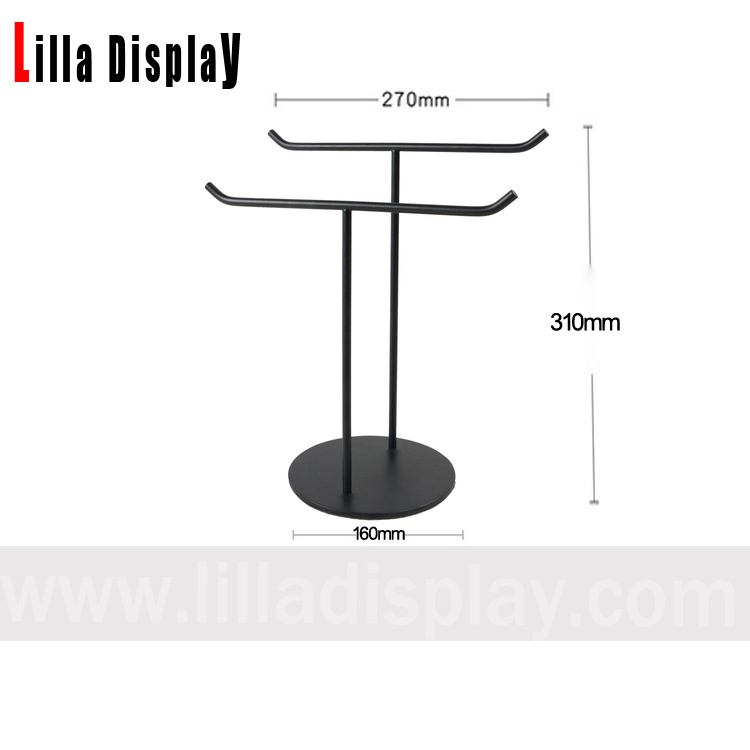 lilladisplay soporte de exhibición de bufanda de altura fija de barras dobles de color negro SDD03