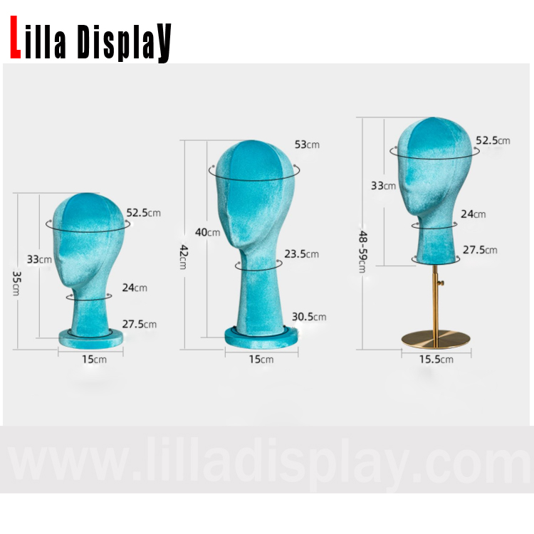 Lilladisplay luxury colored velvet display mannequin head Tina