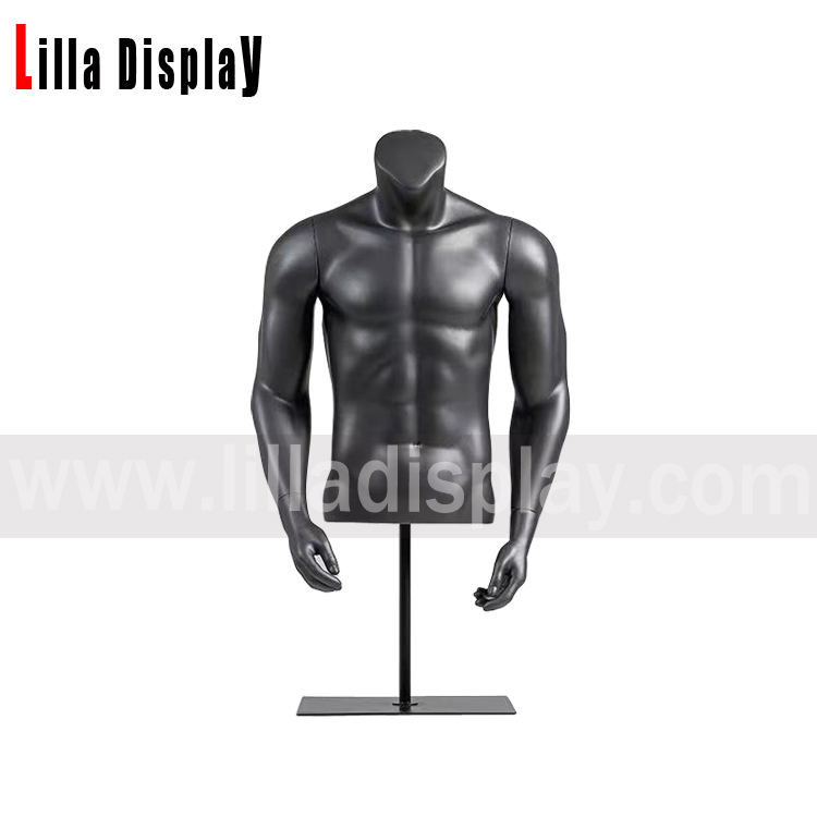 lilladisplay light black color straight arms male sports mannequin torso JR-4