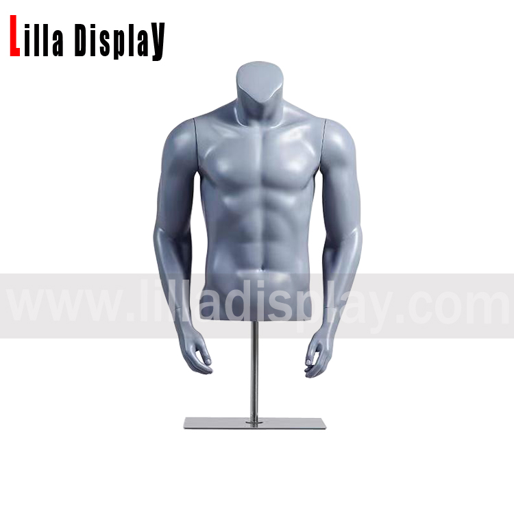 lilladisplay light gray color straight arms male sports mannequin torso JR-4