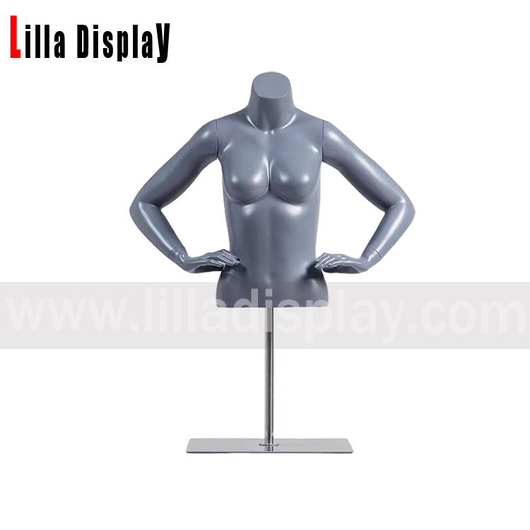 lilladisplay grå farve kvindelig sports mannequin torso med hænderne på taljen JR-6