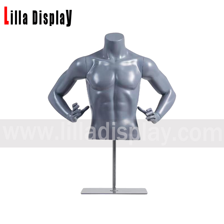 lilladisplay grå farve mandlige sports mannequin torso med hænderne på taljen JR-8