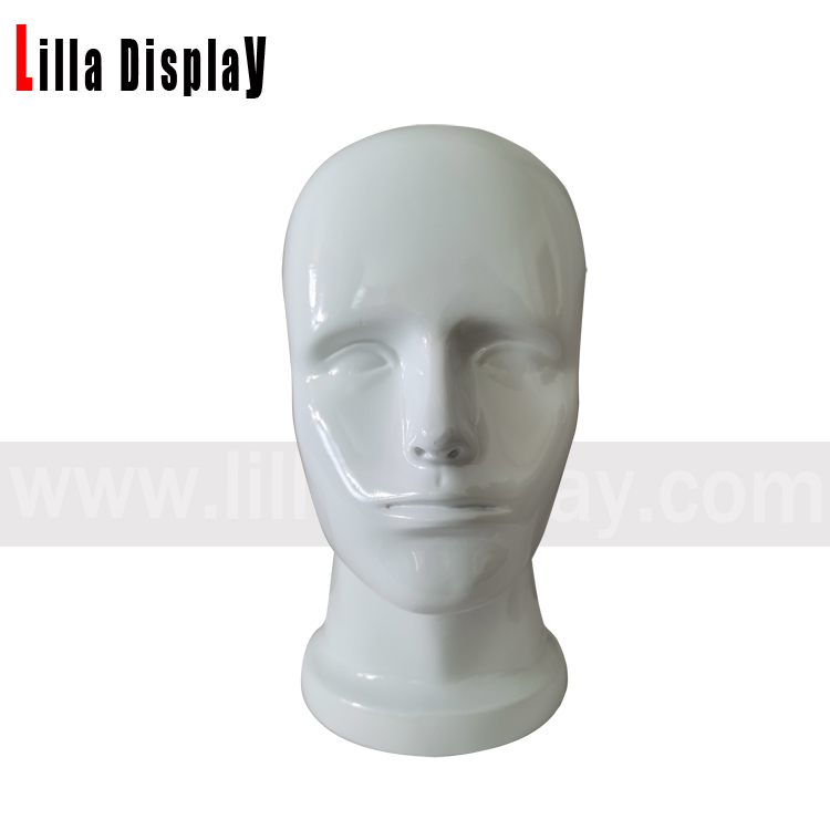 lilladisplay white glossy realistic face free standing male mannequin head MH06