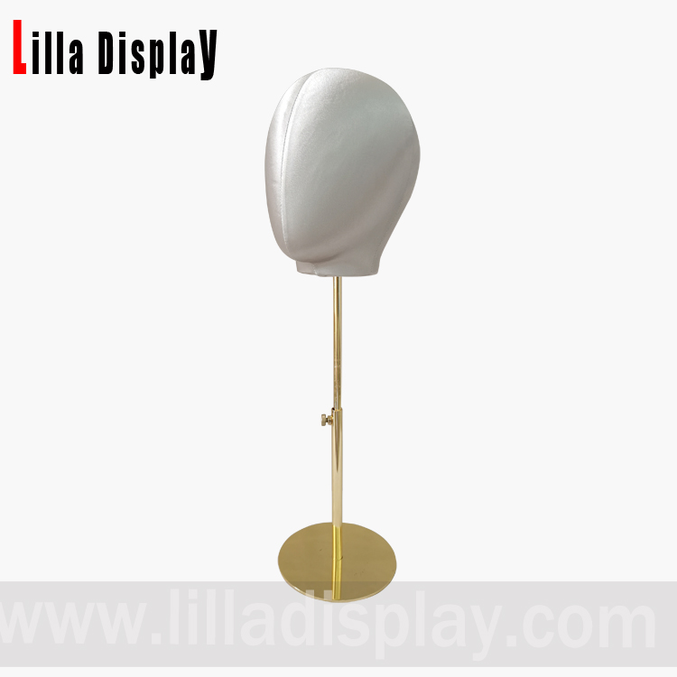 lilladisplay base dorée réglable couleur grise couverture en soie tête de mannequin femme Olga-3