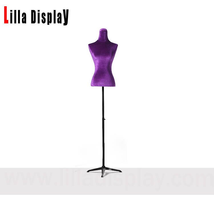 lilladisplay adjustable black tripod purple color pinnable velvet wedding dresses display female mannequin dress form Martha04