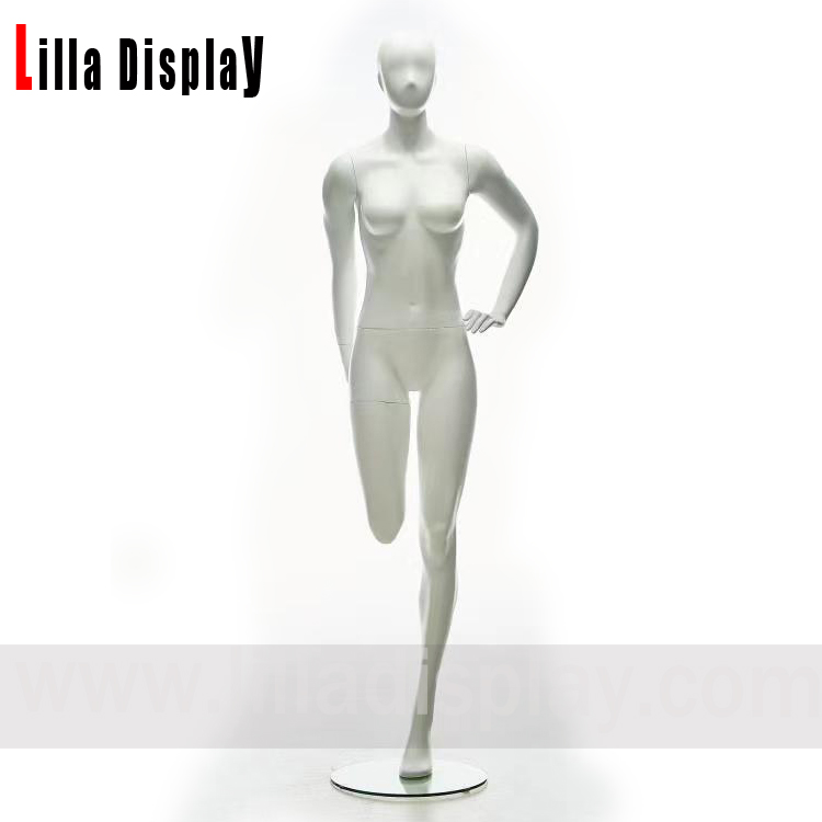 lilladisplay helkropp stående venstre ben som strekker kvinnelig sport yoga mannequin NB-YG04