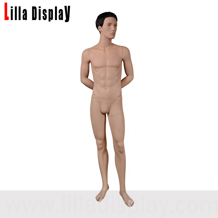 lilladisplay fleshtone skin color back arms realistic makeup mannequin with short black wig YM-02