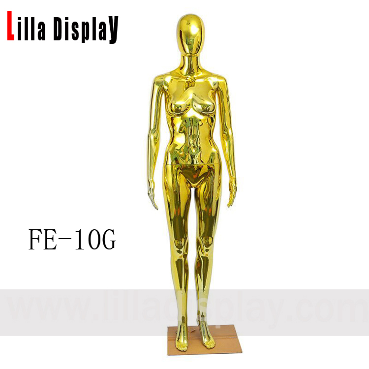 lilladisplay 10 poses 2 CHEST sizes gold chrome egghead plastic female mannequins Amelia