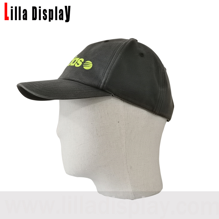 11''natural linen free standing abstract face male mannequin head for caps display Thomas with adidas cap