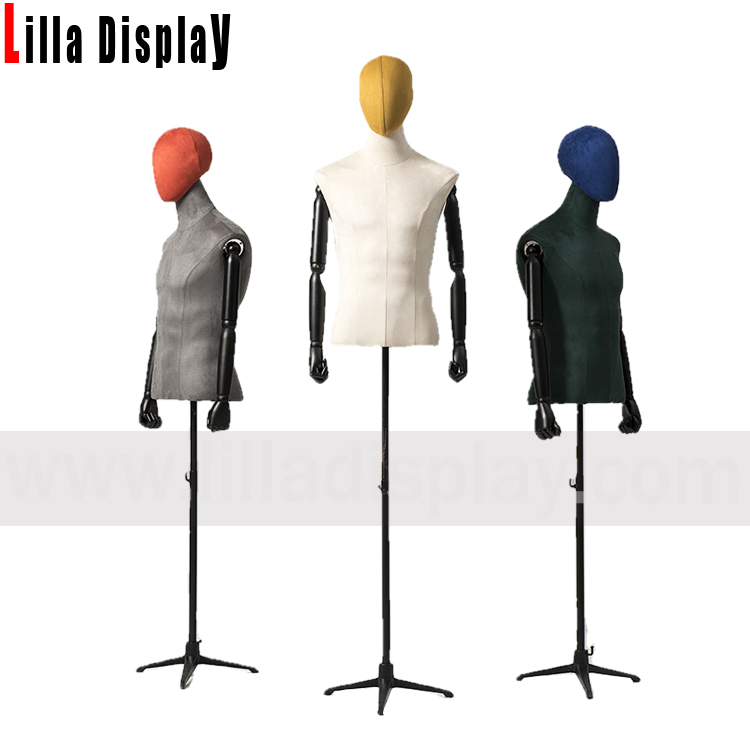 Lilladisplay سایڈست سیاہ تپائی بیس 12 رنگوں کا انتخاب سابر مخمل مرد لباس فارم البرٹ