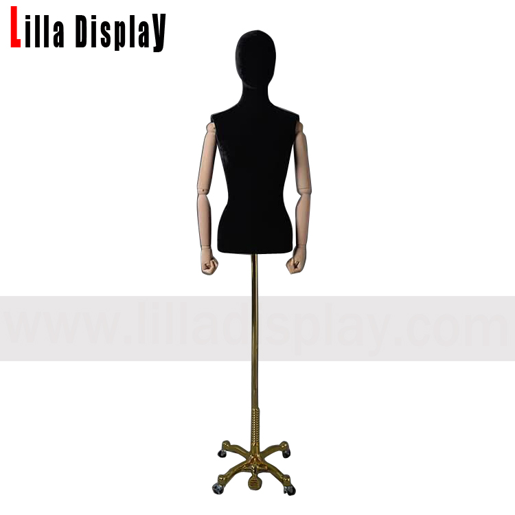 Gull bærbar, justerbar rullebase svart fløyel kvinnelig kjole fra Angelica