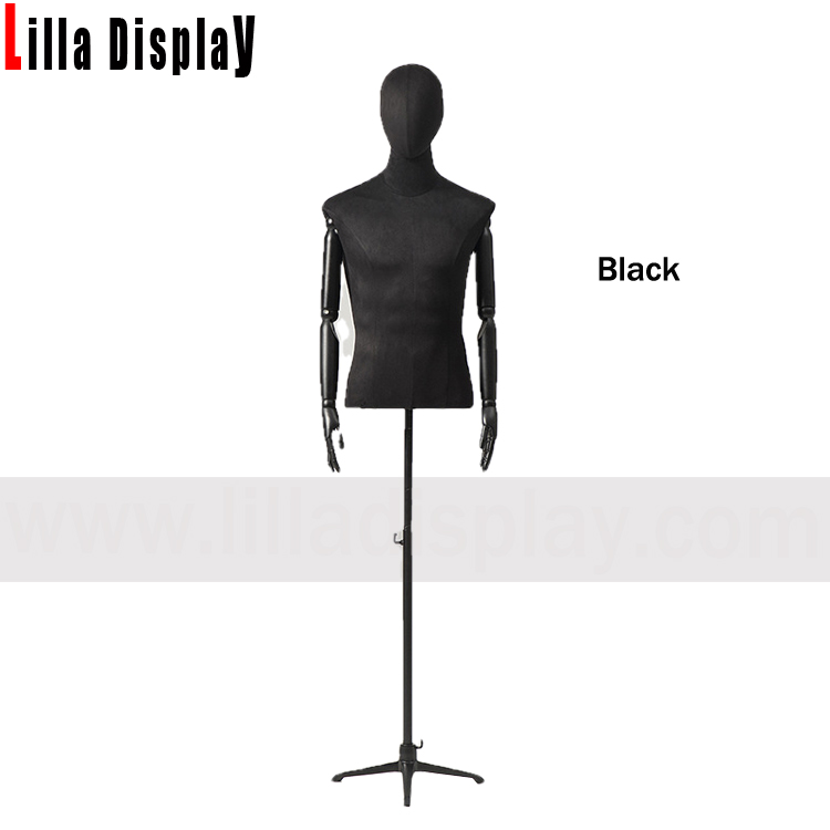 Lilladisplay ayarlanabilir siyah tripod tabanı 12 renk seçimi süet kadife erkek elbise formları Albert