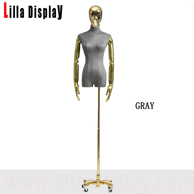 paparan ungu 3 colors choice luxury suede velvet silver egghead silver articulated arms female dress form Selina