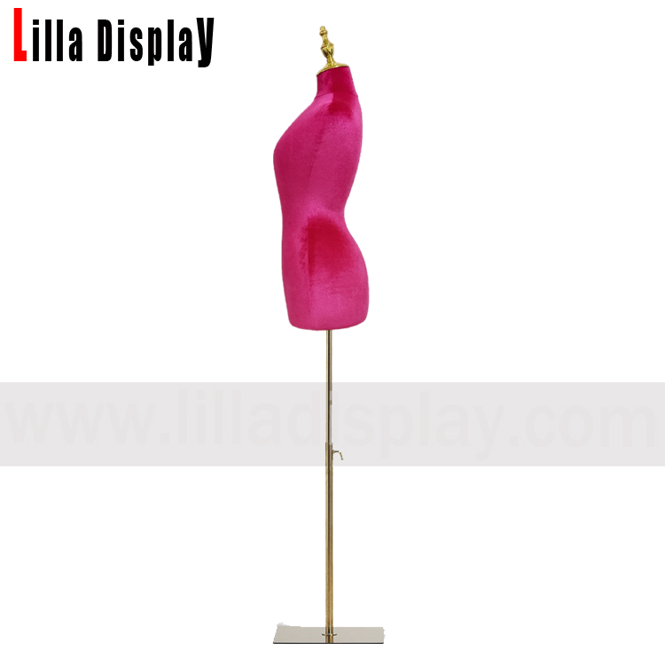  Hot Pink Verstellbare Goldbasis 58cm Wespentaille große Hüften Samt Damenkleid Form Victoria
