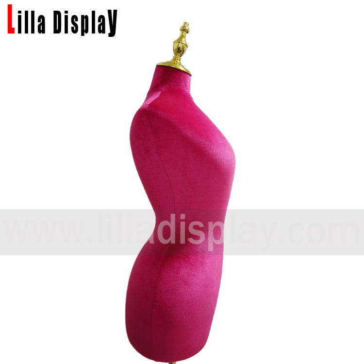 Hot Pink Verstellbare Goldbasis 58cm Wespentaille große Hüften Samt Damenkleid Form Victoria