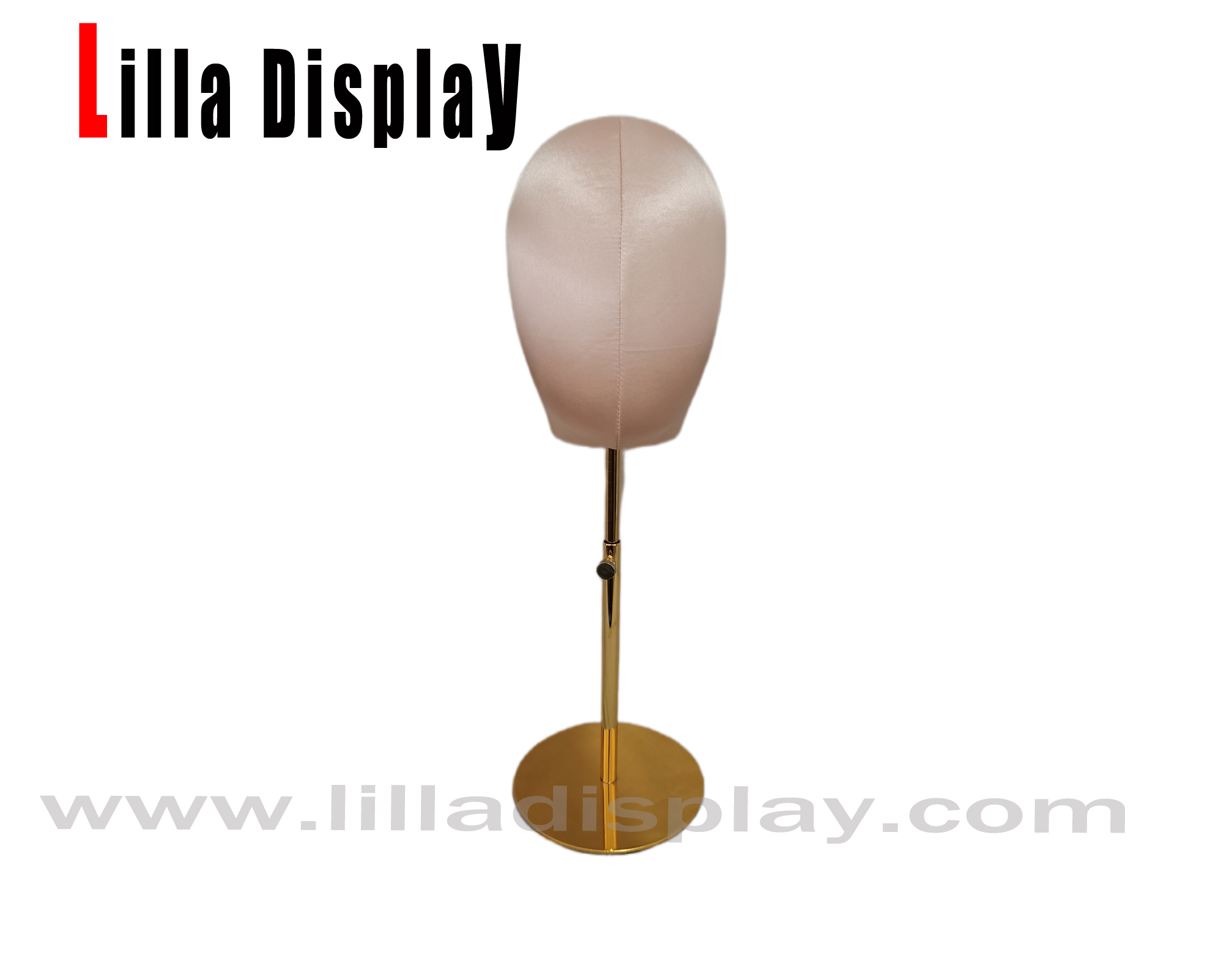 Pink Color Silk Mannequin Head with Adjustable Gold base