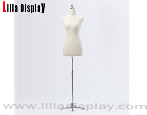 White Linen Wedding Dress Display Adjustable Gold Base Female Mannequin Dress Form Ada