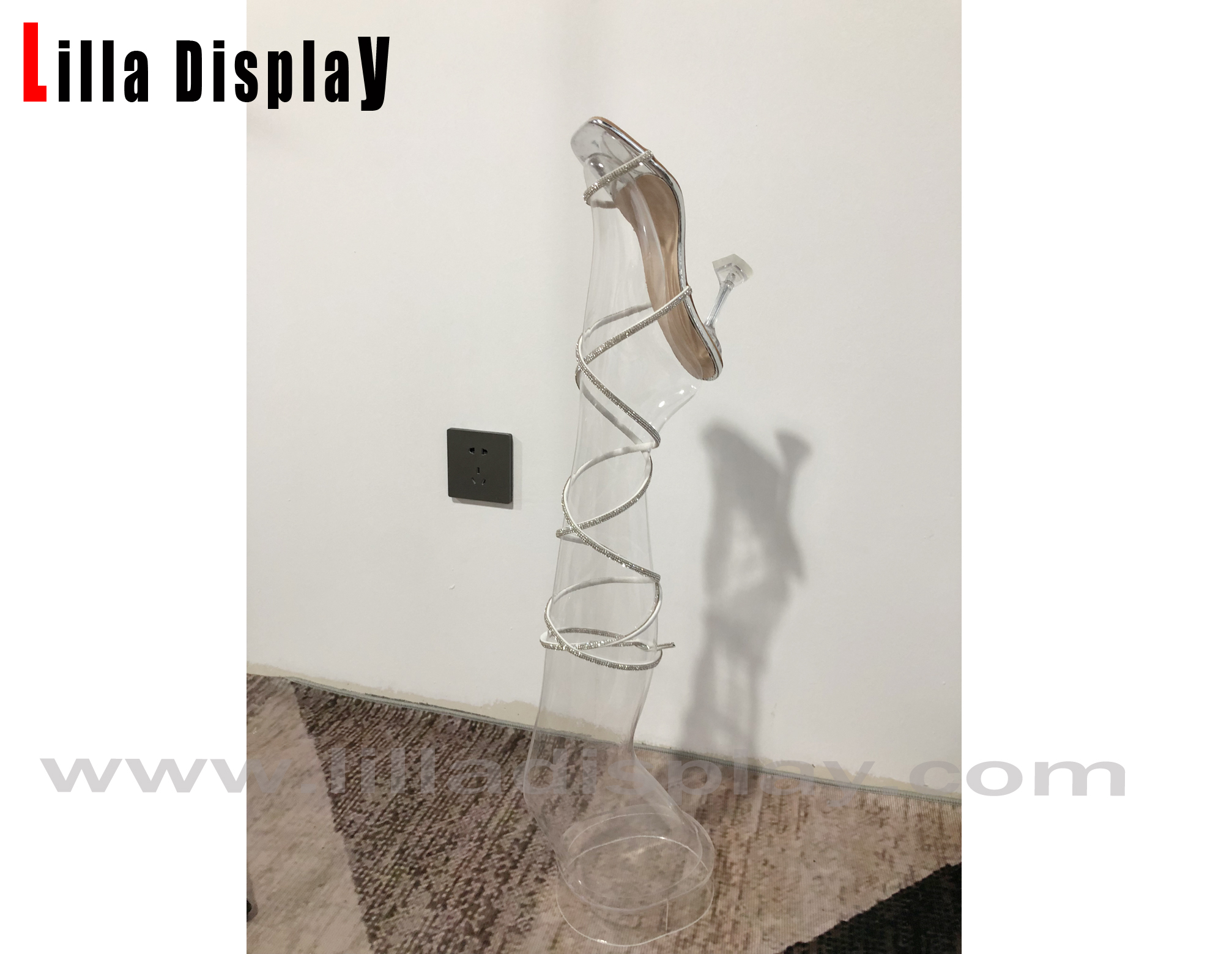 Calzature Romane Bandage Alte ghjinochju Display Clear Plexi Mannequin Foot Form AF09
