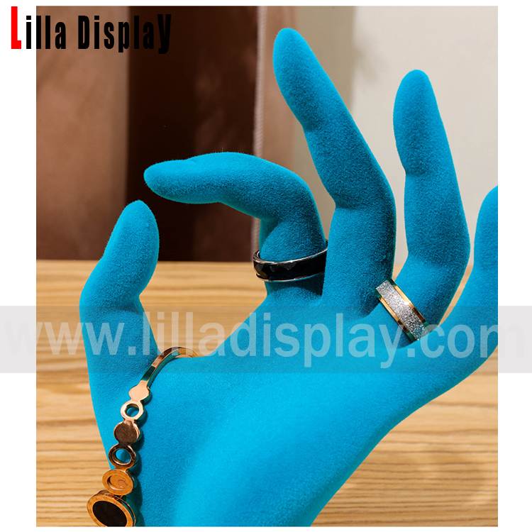Lilladisplay blue color coating velvet mannequin hands display jewelry display BH