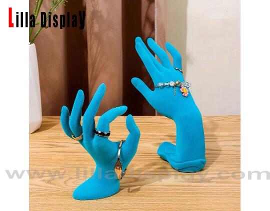 Lilladisplay blue color coating velvet mannequin hands display jewelry display BH