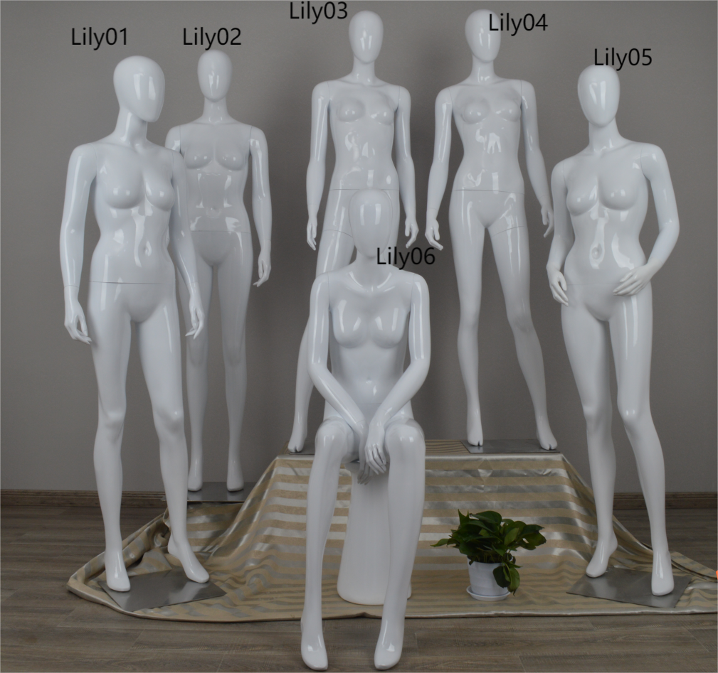 Bílé lesklé celé tělo ženské figuríny Lily