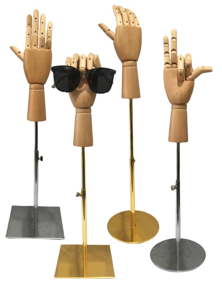 Store Visual Adjustable Base Wooden Mannequin Hands Display