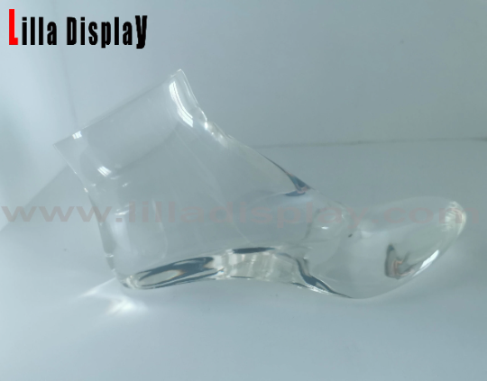 Cheap transparent plexi 7cm high heel shoes display female mannequin foot form RF-1